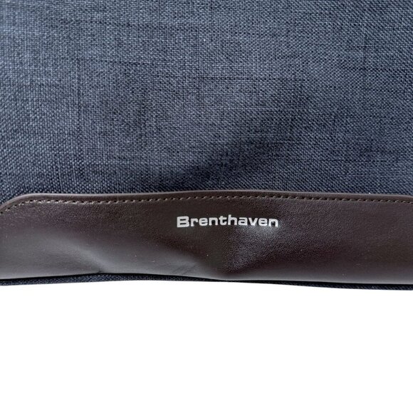 Brenthaven Collins Case iPad / Tablet Holder Blue Fabric Brown Faux Leather Trim - Picture 5 of 10